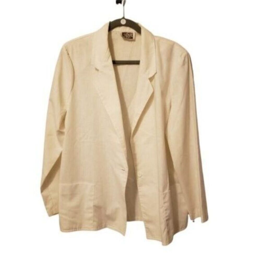 The Fashion Place Womens Sz 40 White  Solid Long Sleeve Coat Blazer Jacket